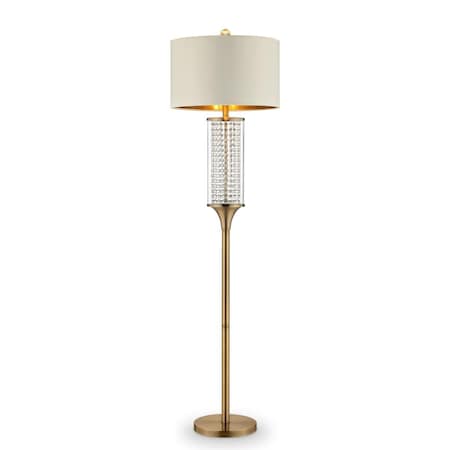 Homeroots Crystal Floor Lamp, Matte Gold, Clear & Off White 468415